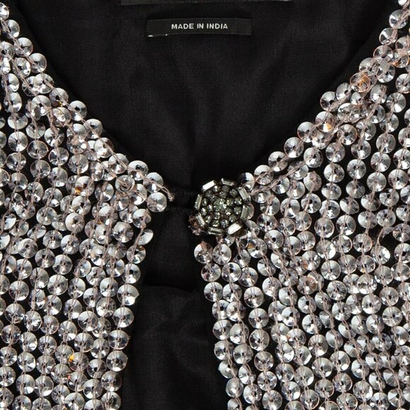 ISABEL Marant Metallic Silver Sequin Ruffle Top Sz Medium Womens Ruffle Sleeve - Picture 10 of 11